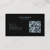 Blaue Opal Glitter Haar Schrift Schere QR Code Visitenkarte (Rückseite)