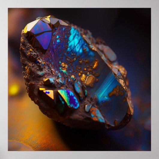 Blaue Opal-Inspiration mit Kupferadern Poster (Vorne)