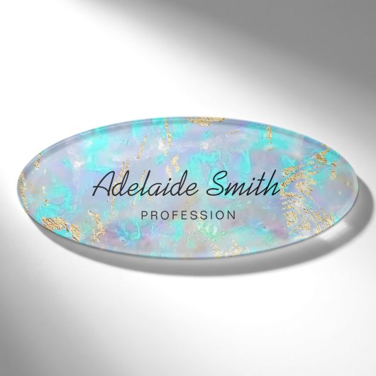 Blaue Opaleffekt Namenschild (Vorderseite)