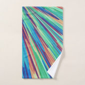 Blaue Orange Aquamarine Abstrakte geometrische Fed Badhandtuch Set (Handtuch)