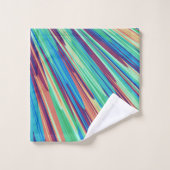 Blaue Orange Aquamarine Abstrakte geometrische Fed Badhandtuch Set (Waschlappen)