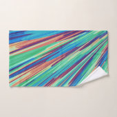 Blaue Orange Aquamarine Abstrakte geometrische Fed Badhandtuch Set (Handtuch)