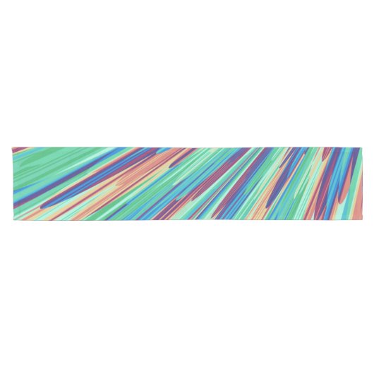 Blaue Orange Aquamarine Abstrakte geometrische Fed Kurzer Tischläufer (Horizontal)