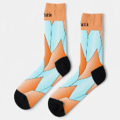 Blaue Orange Art Deco Design Socken (Linkes Detail)