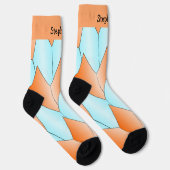 Blaue Orange Art Deco Design Socken (Rechts)