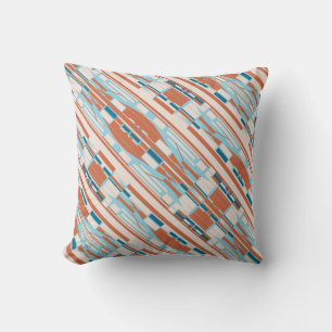 Blaue Orange Beige Südwest Blick Schräge Mosaike Kissen
