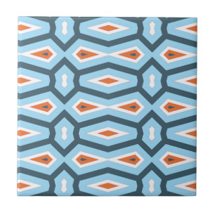 Blaue Orange des ethnischen Hexagonmusters Fliese