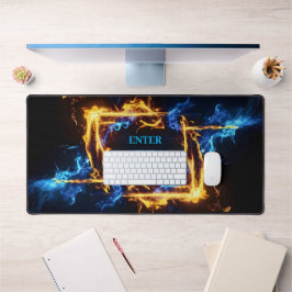 Blaue Orange Feuer Portal Elementare Magie Gaming Schreibtischunterlage