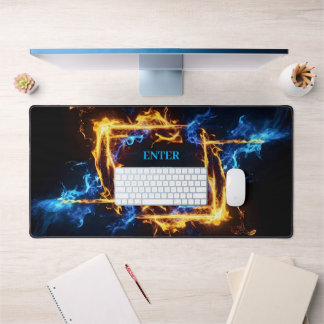 Blaue Orange Feuer Portal Elementare Magie Gaming Schreibtischunterlage