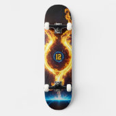 Blaue Orange-Flammen-Magie-Energie-Ring-Sport Skateboard (Vorderseite)