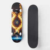 Blaue Orange-Flammen-Magie-Energie-Ring-Sport Skateboard (Vorderseite)