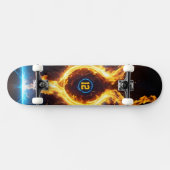 Blaue Orange-Flammen-Magie-Energie-Ring-Sport Skateboard (Horizontal)