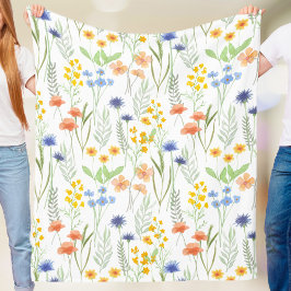 Blaue Orange Gelbe Aquarell-Wildblume Fleecedecke