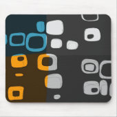 Blaue, orange, graue Retro abstrakte Kunst Mousepad (Vorne)