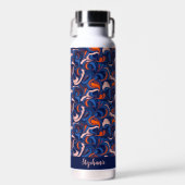 Blaue Orange Groovy Retro Isolierte Kaffee- oder Trinkflasche (Vorne)