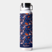 Blaue Orange Groovy Retro Isolierte Kaffee- oder Trinkflasche (Rückseite)
