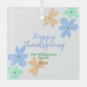 Blaue orange-grüne Aquarell-Blume WinterDanke Ornament Aus Glas