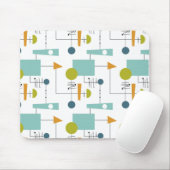 Blaue Orange Grüne Formen Linien Mitte Jahrhundert Mousepad (Mit Mouse)