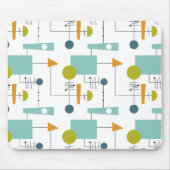 Blaue Orange Grüne Formen Linien Mitte Jahrhundert Mousepad (Vorne)
