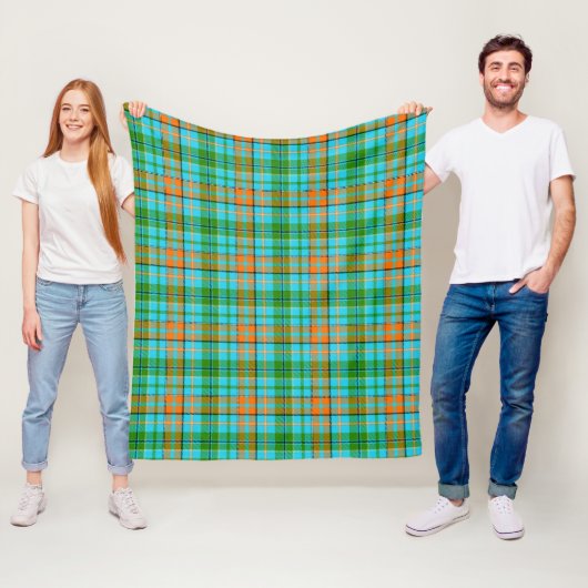 Blaue Orange Grüne Karo Tartan Design  Fleecedecke (Beispiel)