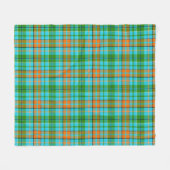 Blaue Orange Grüne Karo Tartan Design  Fleecedecke (Vorderseite (Horizontal))