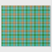 Blaue Orange Grüne Karo Tartan Design Geschenkpapier (Flach)