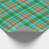 Blaue Orange Grüne Karo Tartan Design Geschenkpapier (Ecke)