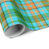 Blaue Orange Grüne Karo Tartan Design Geschenkpapier (Rolleneckpunkt)