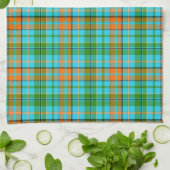 Blaue Orange Grüne Karo Tartan Design  Geschirrtuch (Gefaltet)