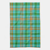Blaue Orange Grüne Karo Tartan Design  Geschirrtuch (Vertikal)