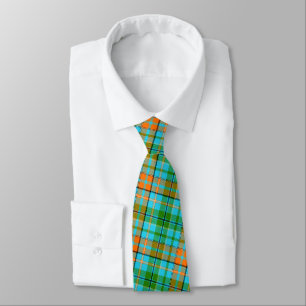 Blaue Orange Grüne Karo Tartan Design Krawatte