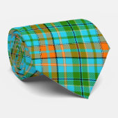 Blaue Orange Grüne Karo Tartan Design  Krawatte (Gerollt)