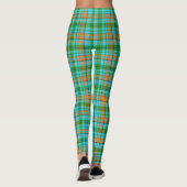 Blaue Orange Grüne Karo Tartan Design  Leggings (Rückseite)