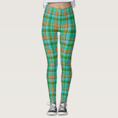 Blaue Orange Grüne Karo Tartan Design  Leggings (Vorderseite)