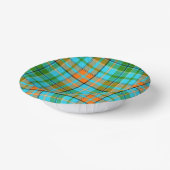 Blaue Orange Grüne Karo Tartan Design Pappteller (Gewinkelt)