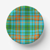 Blaue Orange Grüne Karo Tartan Design Pappteller (Vorderseite)