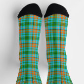 Blaue Orange Grüne Karo Tartan Design Socken (Oben)