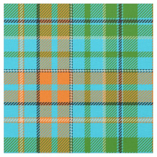 Blaue Orange Grüne Karo Tartan Design  Stoff (Nahaufnahme)