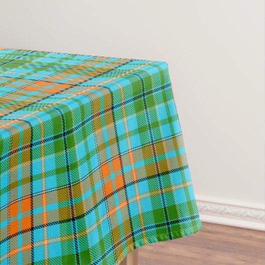 Blaue Orange Grüne Karo Tartan Design Tischdecke (Beispiel)