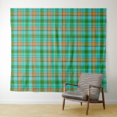 Blaue Orange Grüne Karo Tartan Design Wandteppich (Beispiel (Horizontal))
