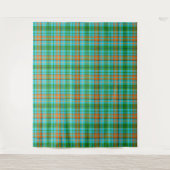 Blaue Orange Grüne Karo Tartan Design Wandteppich (Vorderseite)