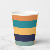 Blaue Orange Grüne Streifen Pappbecher (Vorderseite)