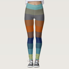 Blaue, orange, grüne und graue Streifen Leggings
