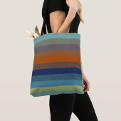 Blaue, orange, grüne und graue Streifen Tasche (Von Nahem)