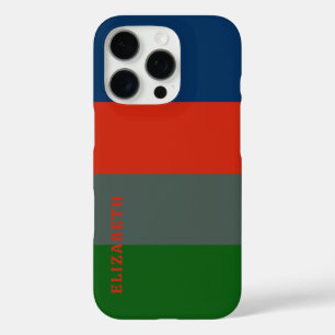 Blaue Orange Grünstreifen Muster Personalisiert iPhone 16 Pro Hülle