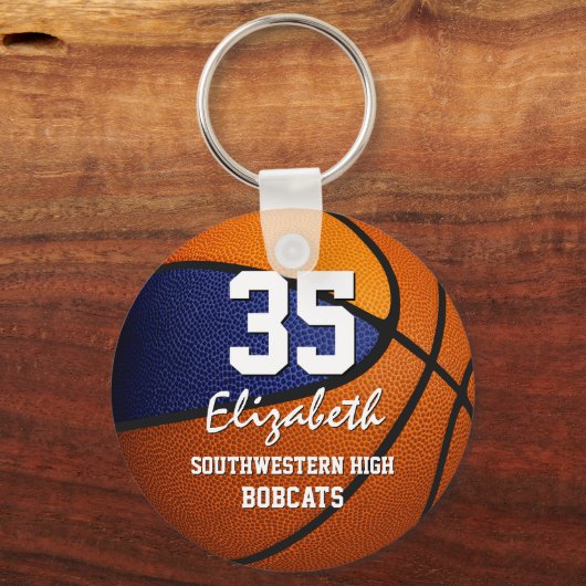 Blaue Orange Mannschaft farbig Jungs Basketball Schlüsselanhänger (Vorderseite)