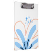 Blaue Orange Pastell-Blume Name Boho Retro-Geschen Klemmbrett (Rechts)