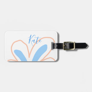 Blaue orange Pastell-Blume Name hinzufügen Boho Re Gepäckanhänger