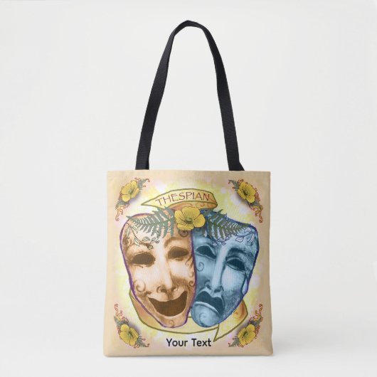 Blaue Orange Schauspielermasken Tasche (Vorderseite)