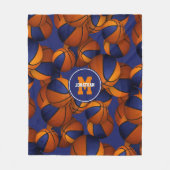 Blaue Orange-Schulmannschaft farbige Basketballmus Fleecedecke (Vorderseite)